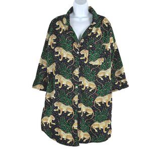 Printfresh Black Green Leopard Print Sleepshirt